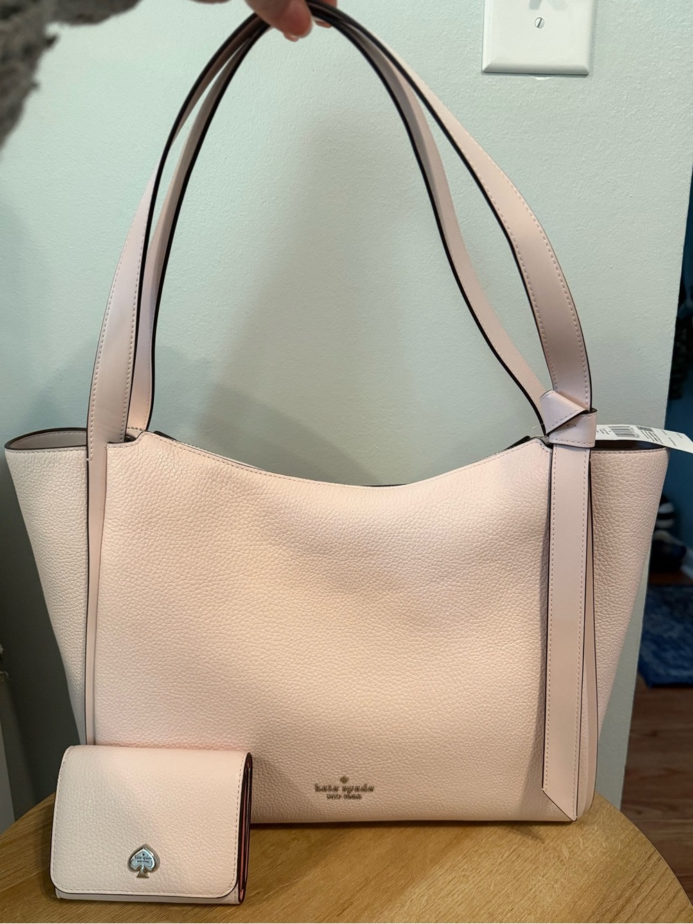 Kate Spade powdered sugar pale pink Knott Tote with wallet set